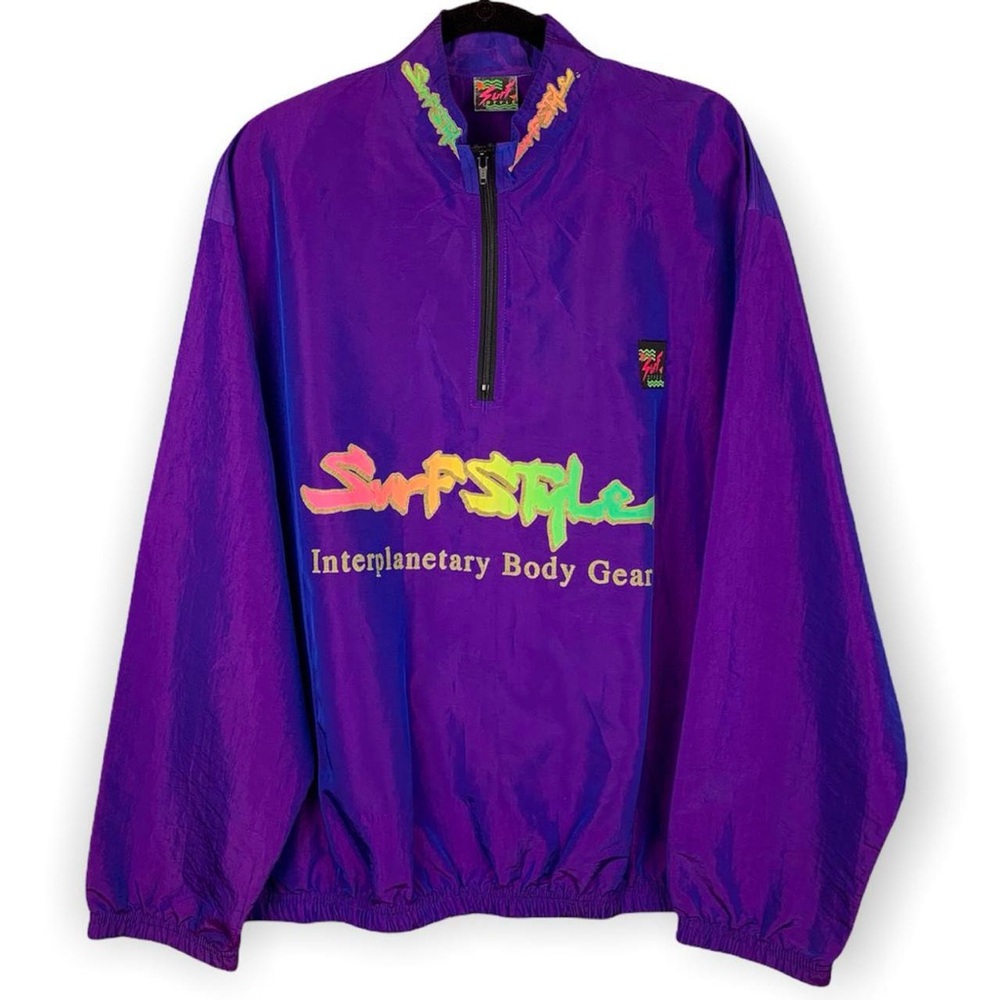 Vintage 90s Iridescent Surf Style Purple Windbreaker Streetwear Unisex Size XL